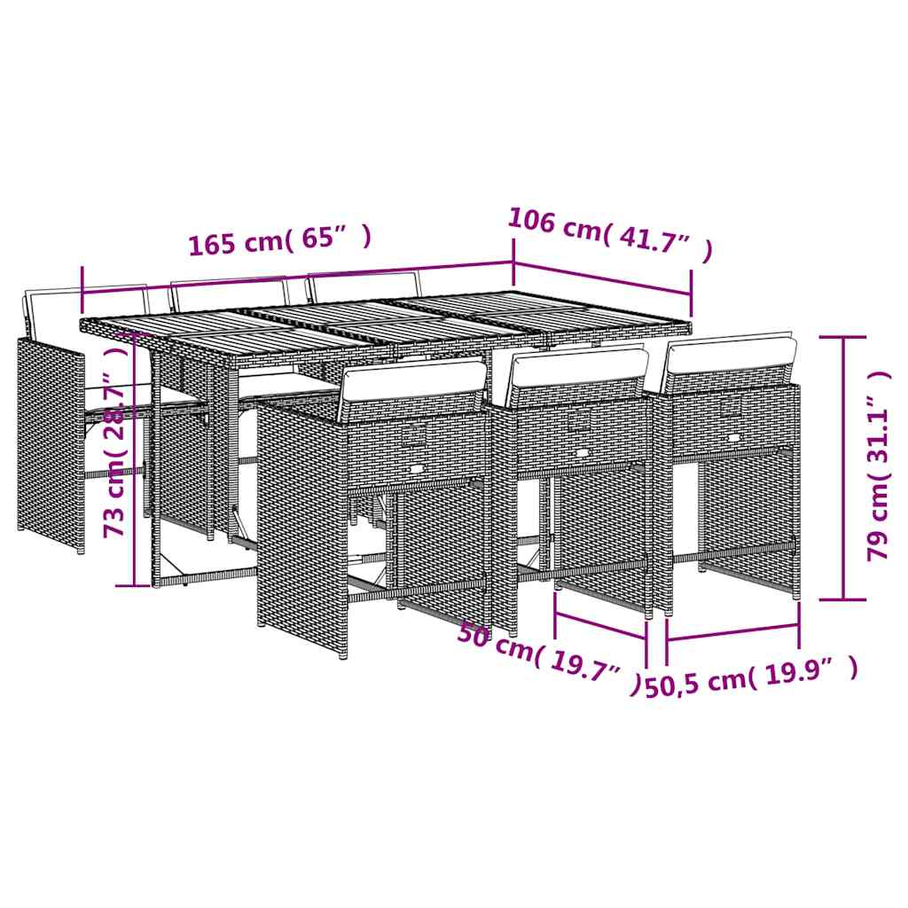 vidaXL Garden Dining Set | Grey, brown