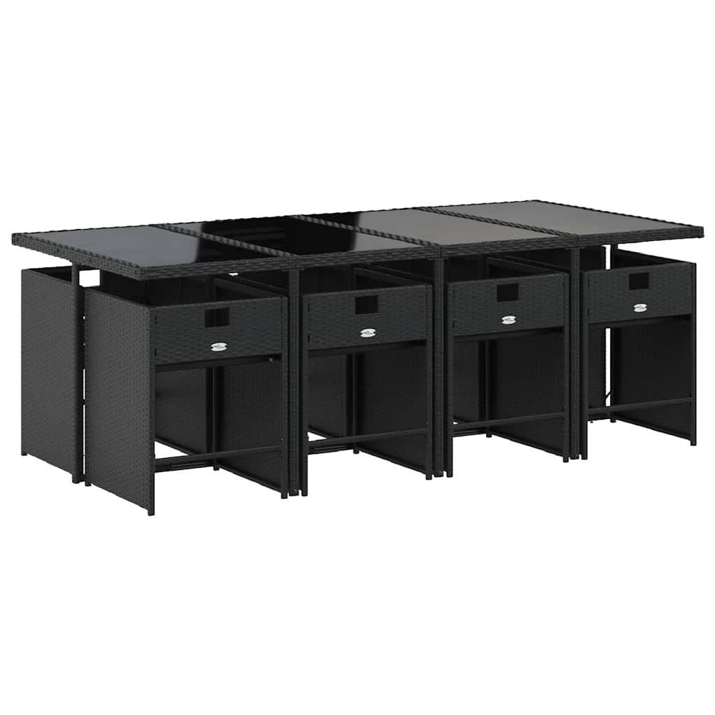 vidaXL Garden Dining Set | Black | PE Rattan | 8-seater |  Foldable