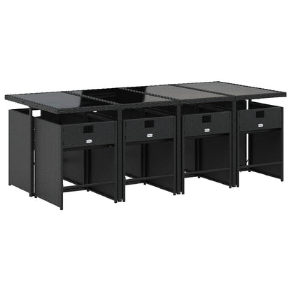 vidaXL Garden Dining Set | Black | PE Rattan | 8-seater |  Foldable