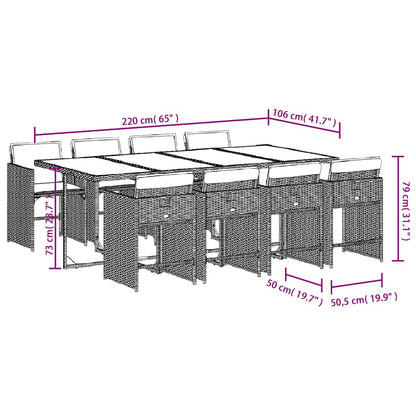 vidaXL Garden Dining Set | Black | PE Rattan | 8-seater |  Foldable
