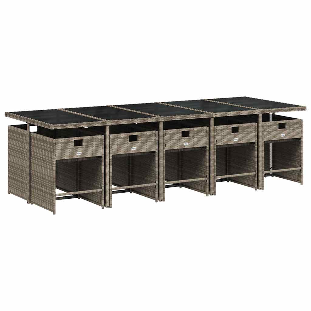 vidaXL Garden Dining Set | Grey | PE rattan | 10-seater | Collapsible