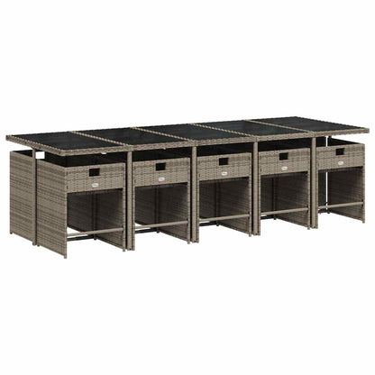 vidaXL Garden Dining Set | Grey | PE rattan | 10-seater | Collapsible
