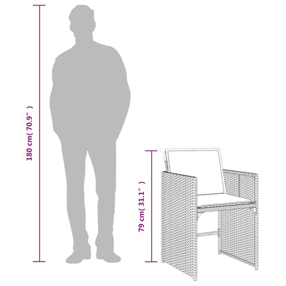 vidaXL Garden Dining Set | Grey | PE rattan | 10-seater | Collapsible
