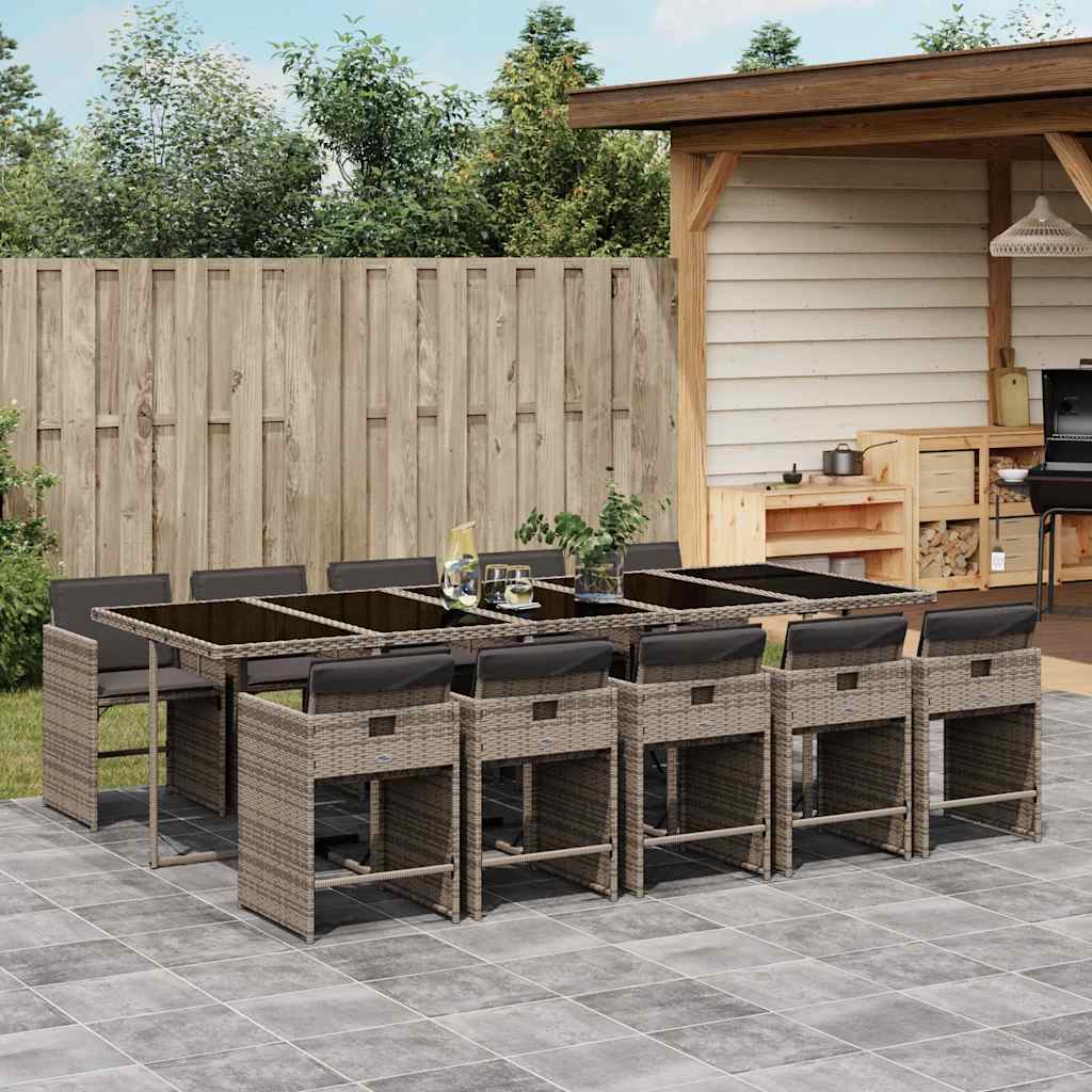 vidaXL Garden Dining Set | Grey | PE rattan | 10-seater | Collapsible