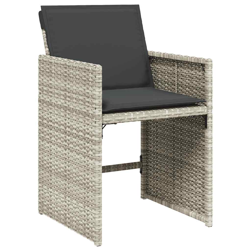 vidaXL 11 Piece Garden Dining Set with Cushions Light Grey Poly Rattan