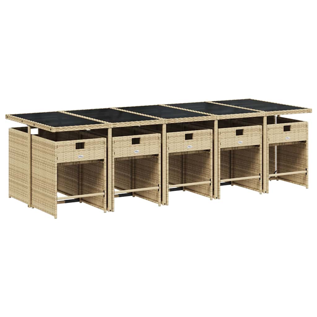 vidaXL Garden Dining Set | Mix beige | PE rattan | 10-seater | Foldable
