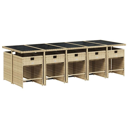 vidaXL Garden Dining Set | Mix beige | PE rattan | 10-seater | Foldable