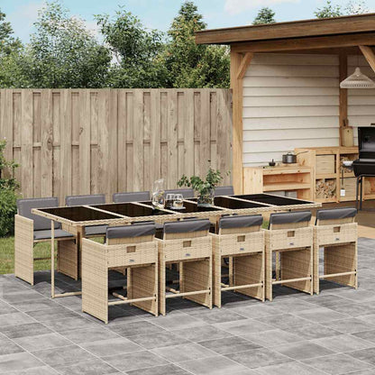 vidaXL Garden Dining Set | Mix beige | PE rattan | 10-seater | Foldable
