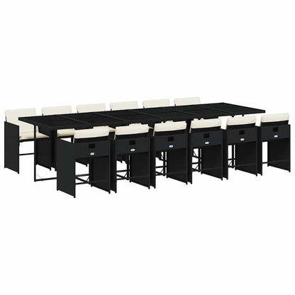 vidaXL Garden Dining Set | Black, Cream White | PE rattan | 12-seater