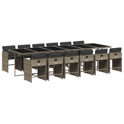 vidaXL Garden Dining Set | Grey | PE rattan | Large 12-seater | Foldable