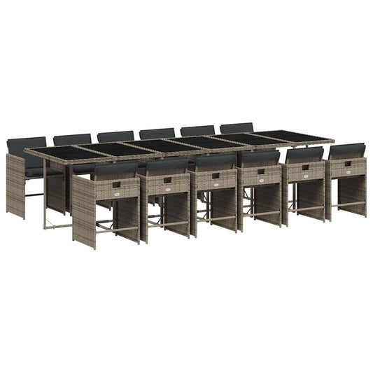 vidaXL Garden Dining Set | Grey | PE rattan | Large 12-seater | Foldable