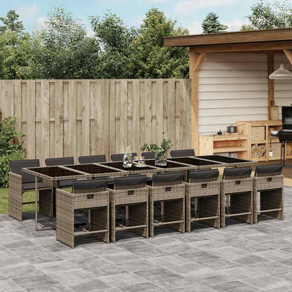 vidaXL Garden Dining Set | Grey | PE rattan | Large 12-seater | Foldable