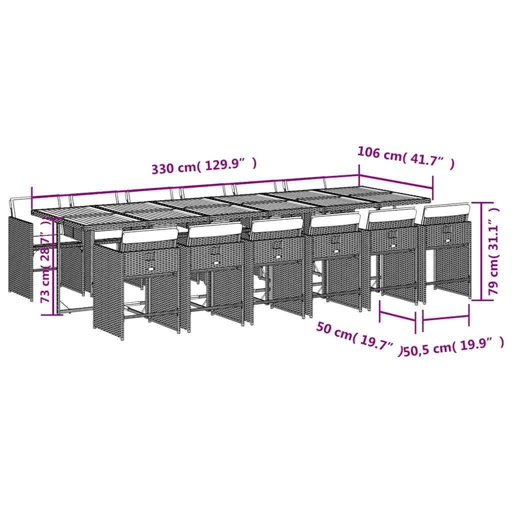vidaXL Garden Dining Set | Grey, Brown, Dark Grey