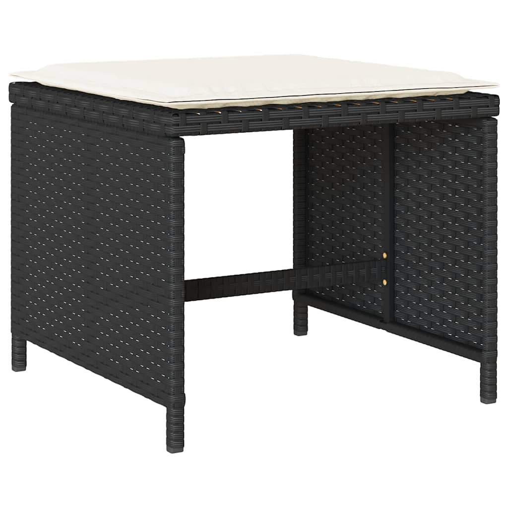 vidaXL 9 Piece Garden Dining Set with Cushions Black Poly Rattan