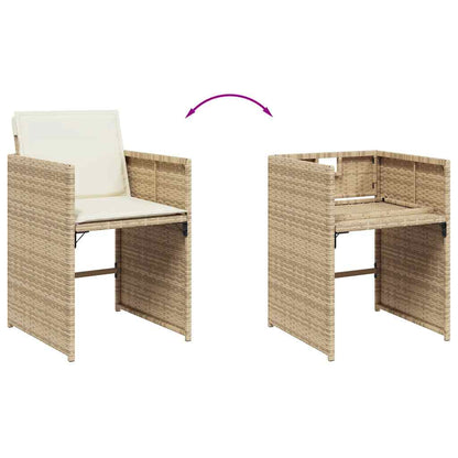 vidaXL 9 Piece Garden Dining Set with Cushions Beige Poly Rattan