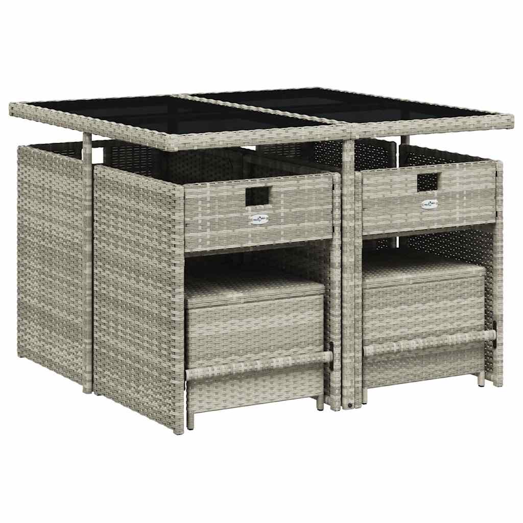 vidaXL 9 Piece Garden Dining Set with Cushions Light Grey Poly Rattan