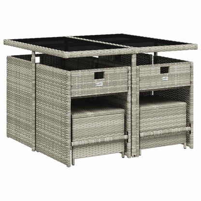 vidaXL 9 Piece Garden Dining Set with Cushions Light Grey Poly Rattan