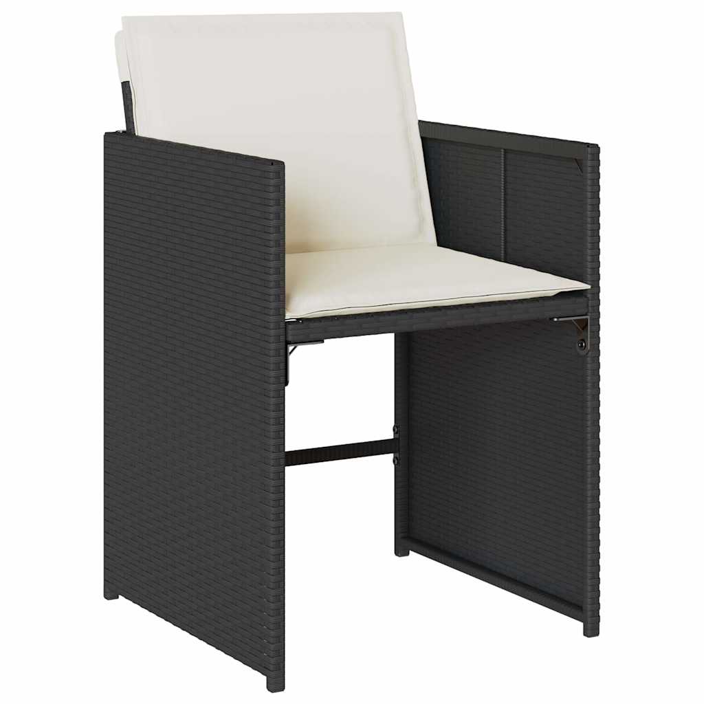 vidaXL 9 Piece Garden Dining Set with Cushions Black Poly Rattan