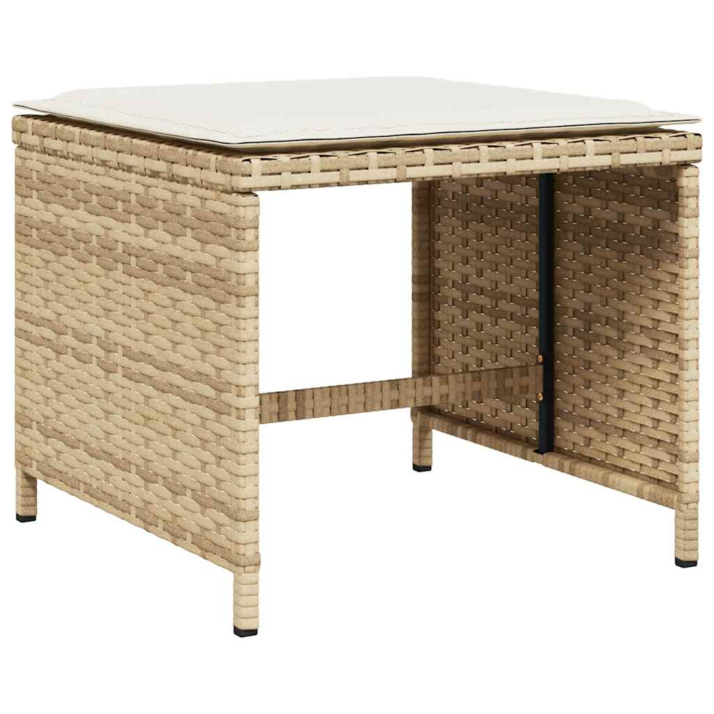 vidaXL 9 Piece Garden Dining Set with Cushions Beige Poly Rattan
