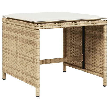 vidaXL 9 Piece Garden Dining Set with Cushions Beige Poly Rattan
