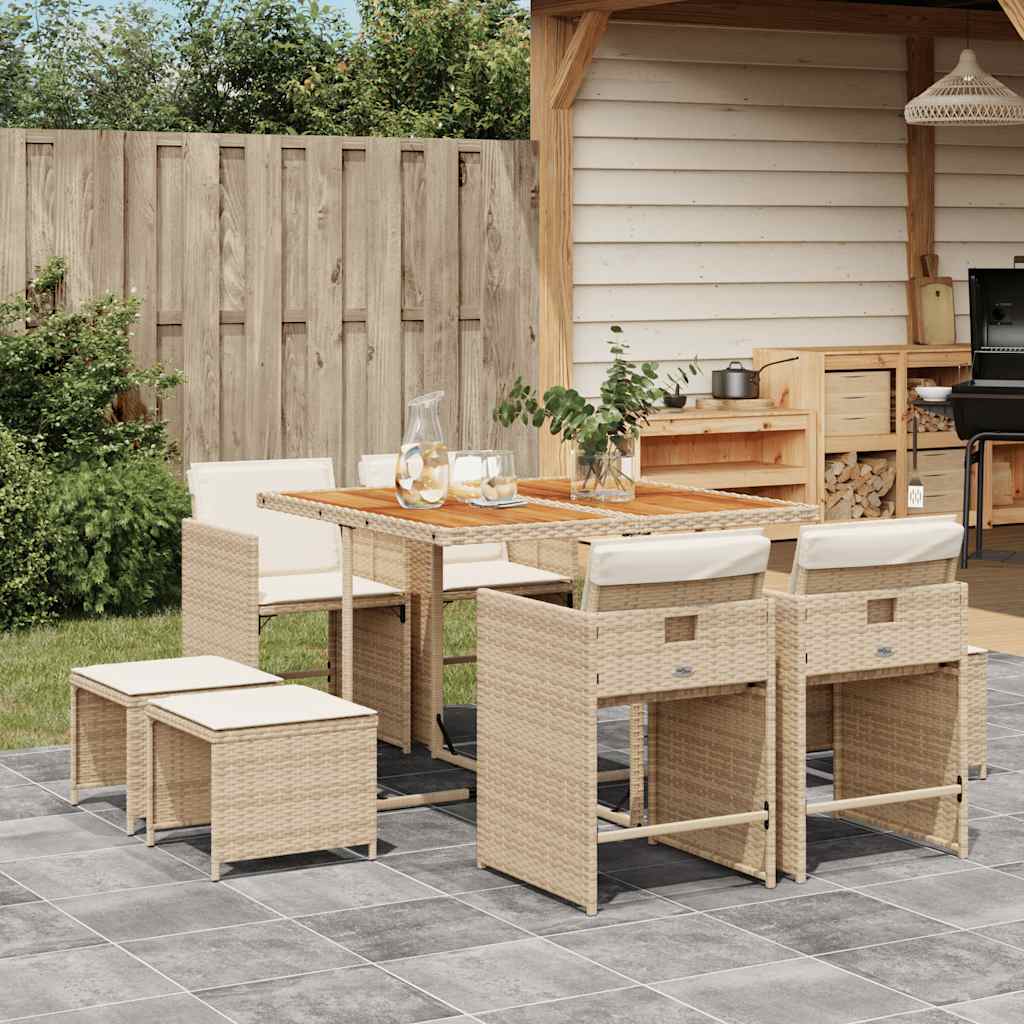 vidaXL Garden Dining Set | Beige, Brown, Cream
