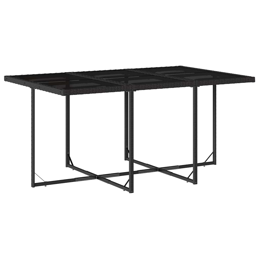 vidaXL 11 Piece Garden Dining Set with Cushions Black Poly Rattan