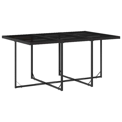 vidaXL 11 Piece Garden Dining Set with Cushions Black Poly Rattan