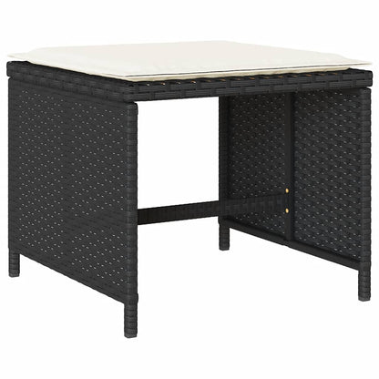 vidaXL 11 Piece Garden Dining Set with Cushions Black Poly Rattan