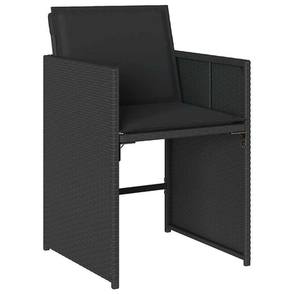 vidaXL 11 Piece Garden Dining Set with Cushions Black Poly Rattan