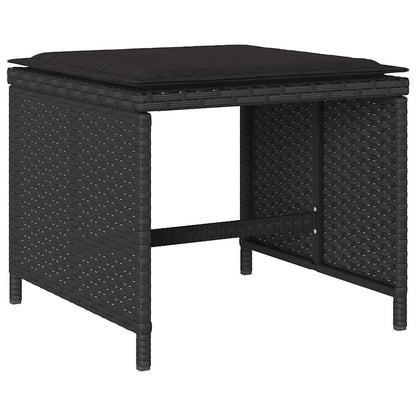 vidaXL 11 Piece Garden Dining Set with Cushions Black Poly Rattan
