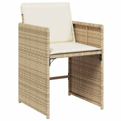 vidaXL 11 Piece Garden Dining Set with Cushions Beige Poly Rattan