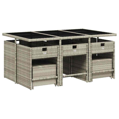 vidaXL 11 Piece Garden Dining Set with Cushions Light Grey Poly Rattan