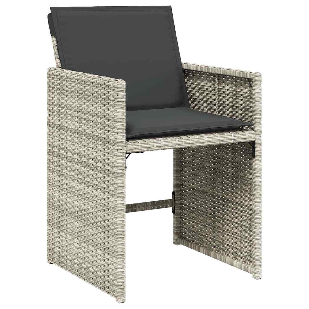 vidaXL 11 Piece Garden Dining Set with Cushions Light Grey Poly Rattan