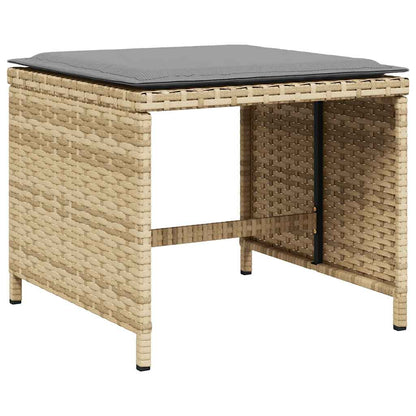 vidaXL 11 Piece Garden Dining Set with Cushions Mix Beige Poly Rattan