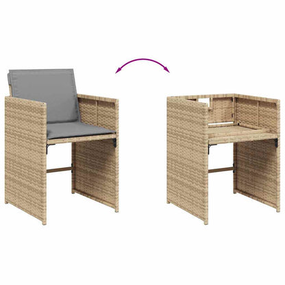vidaXL 11 Piece Garden Dining Set with Cushions Mix Beige Poly Rattan