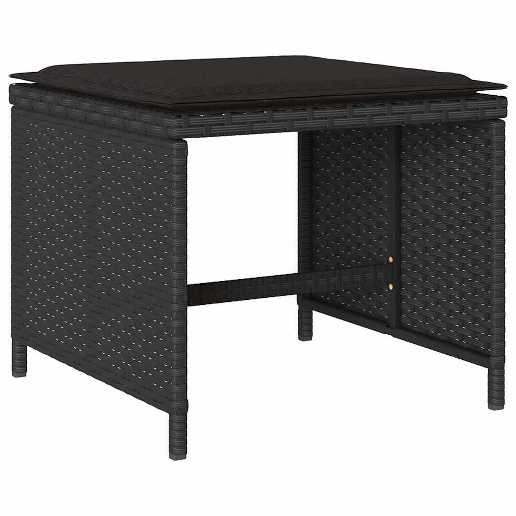 vidaXL 13 Piece Garden Dining Set with Cushions Black Poly Rattan