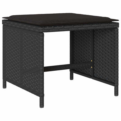 vidaXL 13 Piece Garden Dining Set with Cushions Black Poly Rattan