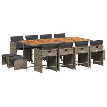 vidaXL Garden Dining Set | Grey and Brown | PE Rattan | Large | Foldable