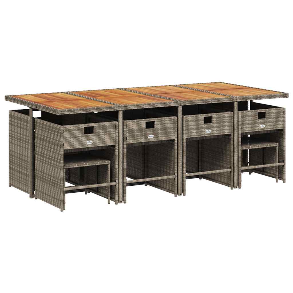 vidaXL Garden Dining Set | Grey and Brown | PE Rattan | Large | Foldable