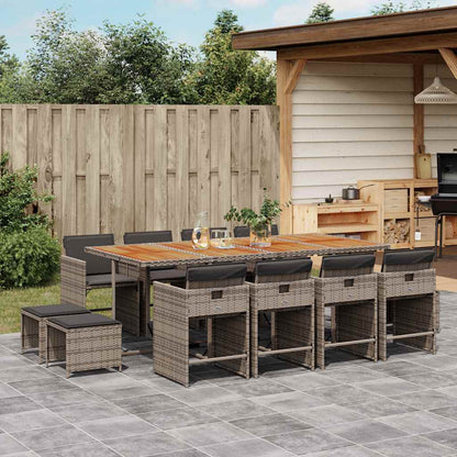 vidaXL Garden Dining Set | Grey and Brown | PE Rattan | Large | Foldable