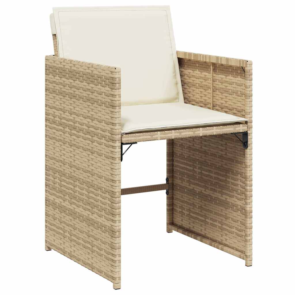 vidaXL 13 Piece Garden Dining Set with Cushions Beige Poly Rattan
