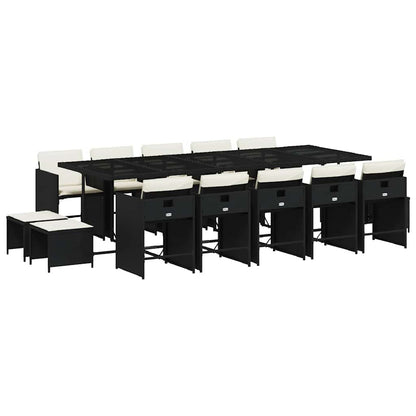 vidaXL Garden Dining Set | Black | PE Rattan | Large | Foldable