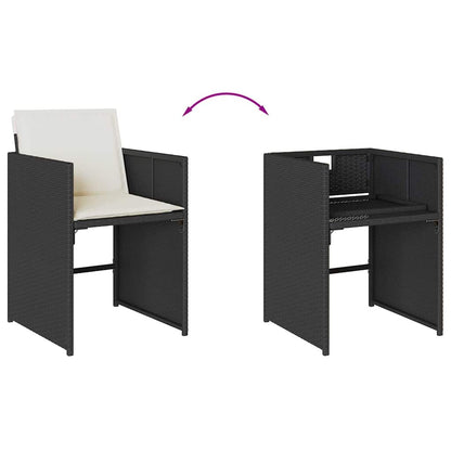 vidaXL Garden Dining Set | Black | PE Rattan | Large | Foldable