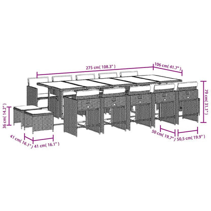 vidaXL Garden Dining Set | Black | PE Rattan | Large | Foldable