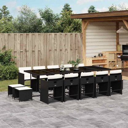 vidaXL Garden Dining Set | Black | PE Rattan | Large | Foldable