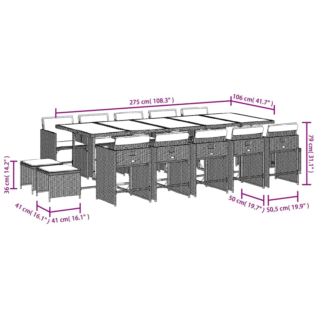 vidaXL Garden Dining Set | Grey, Dark Grey