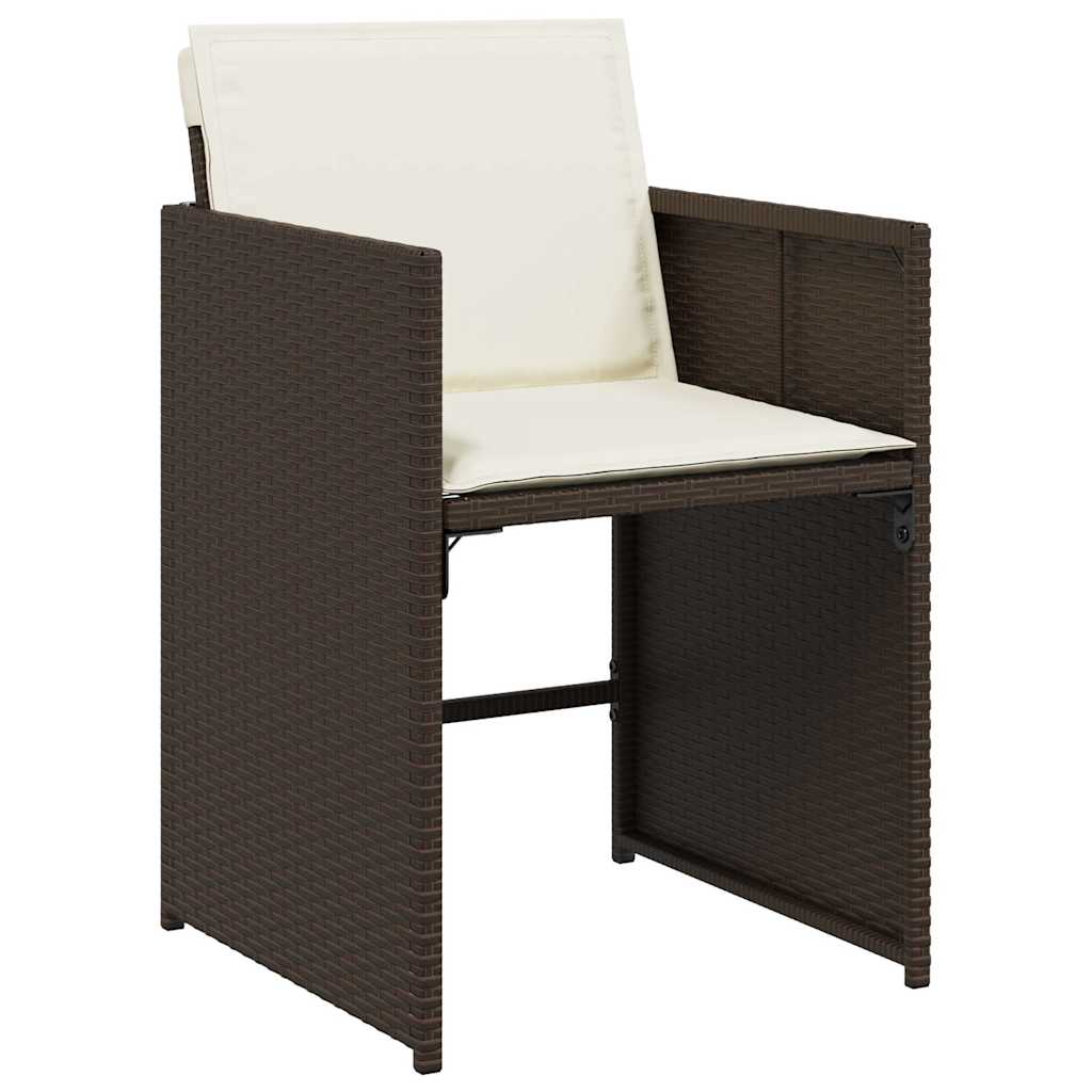 vidaXL 15 Piece Garden Dining Set with Cushions Brown Poly Rattan