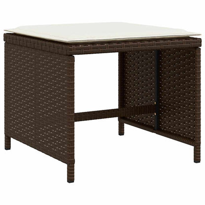 vidaXL 15 Piece Garden Dining Set with Cushions Brown Poly Rattan