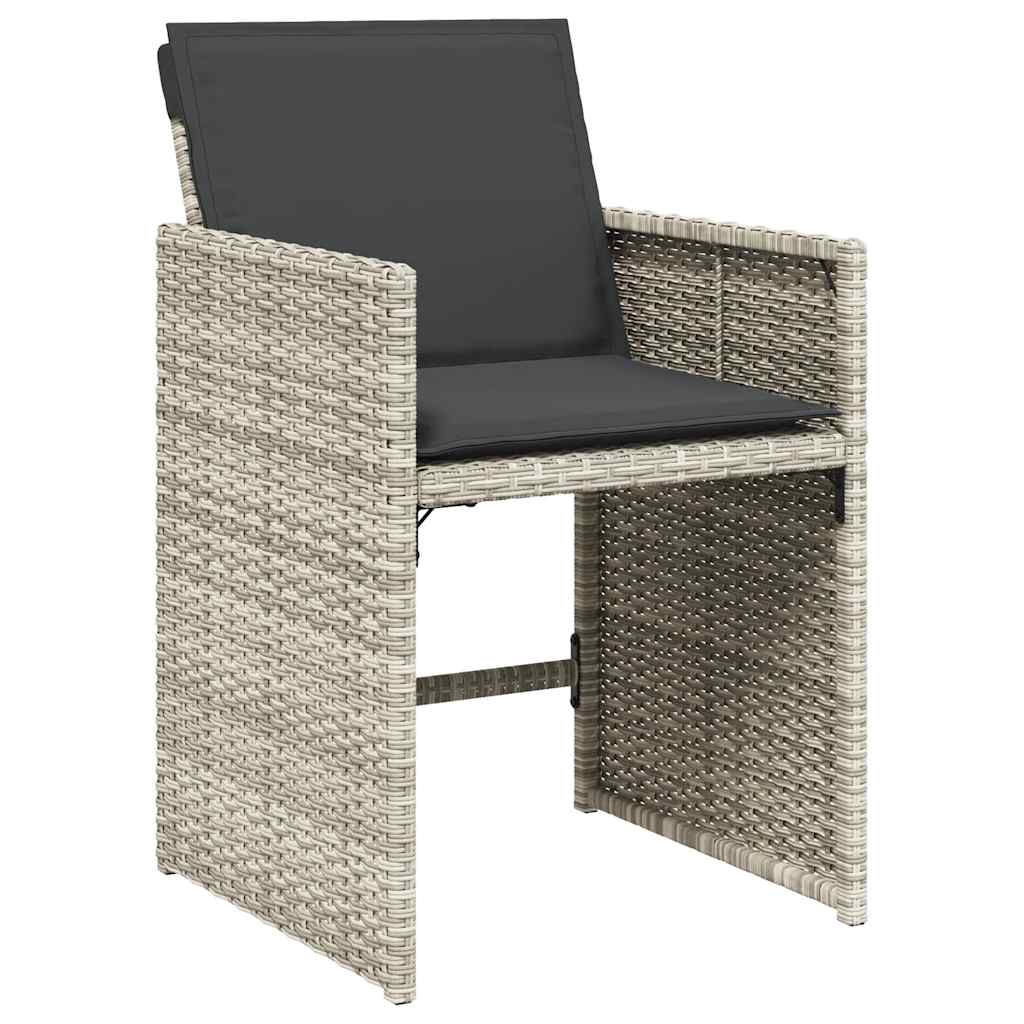 vidaXL 15 Piece Garden Dining Set with Cushions Light Grey Poly Rattan