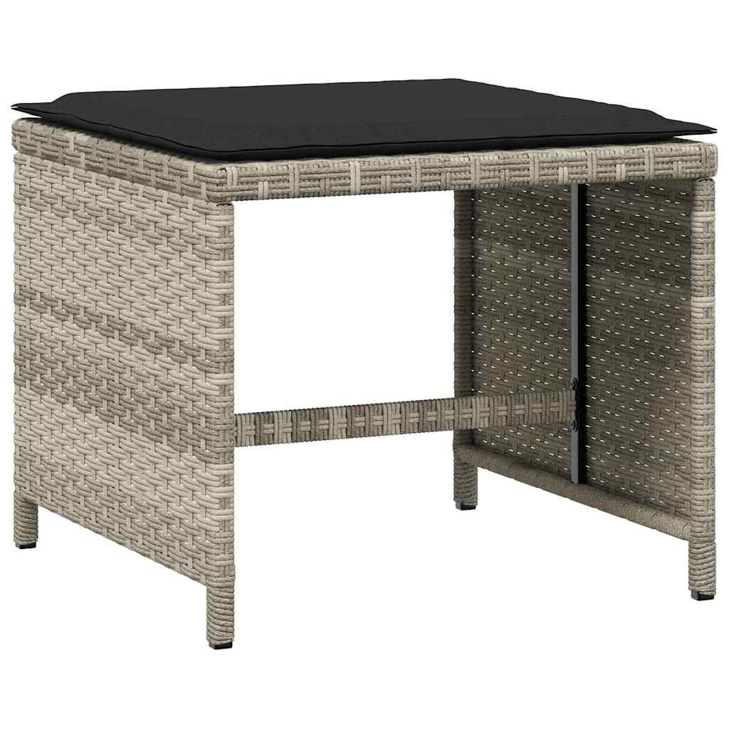 vidaXL 15 Piece Garden Dining Set with Cushions Light Grey Poly Rattan